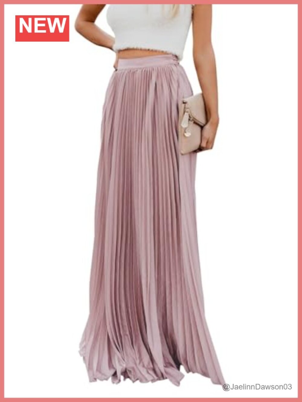 Pleated Chiffon High Waist Flowy A-Line Maxi Skirt with Pockets